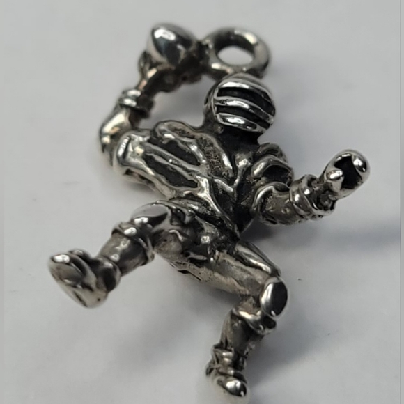 Football Player Sterling Silver Charm Pendant - Picture 4 of 4